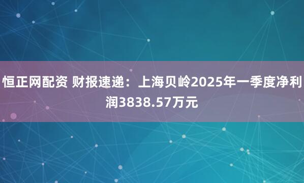恒正网配资 财报速递：上海贝岭2025年一季度净利润3838.57万元