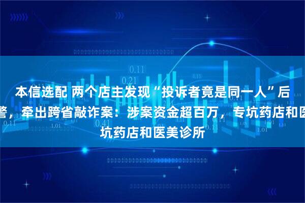 本信选配 两个店主发现“投诉者竟是同一人”后果断报警，牵出跨省敲诈案：涉案资金超百万，专坑药店和医美诊所